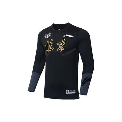 Li Ning Chinese Character Logo Print Round Neck T-Shirt Men Tops Black ATLS141-1