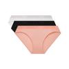 Jacquard Waist Solid Color Comfortable Cotton Bikini Triangle Underwear Women's 3-Piece Set