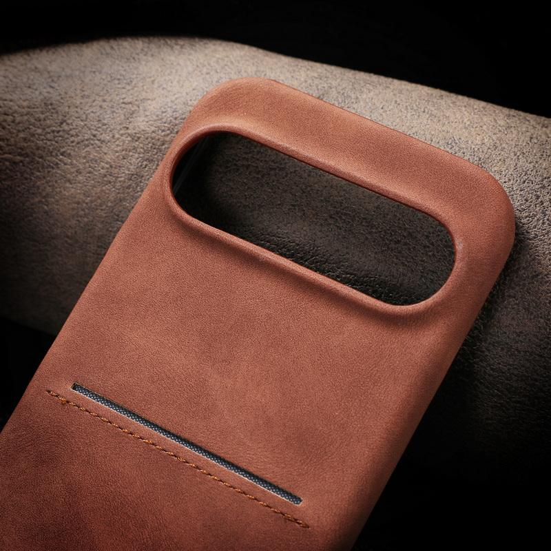 Solid Color Matte Leather Slim Phone Cover For Google Pixel 9 Pro XL Pixel 8A Luxury Card Slot Hard PC Shockproof Lens Protection Case