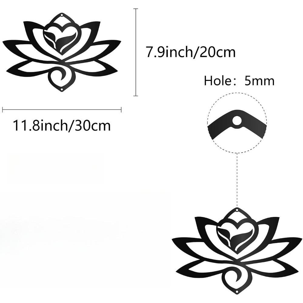 Lotus Metal Wall Art Black Decor Iron Sculpture Hollow Out Minimalist Ornament for Yoga Garden Home Balcony Outdoor