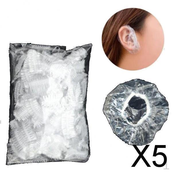 

5x100PCS Ear Protector Caps Disposable Elastic Clear Shower Water Covers