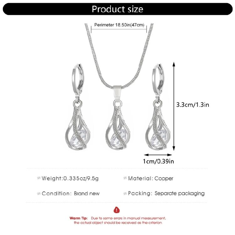Cubic Zirconia Studs and Necklace Crystal and Zirconia Jewelry Set Necklace Earrings Accessory for Evening Event