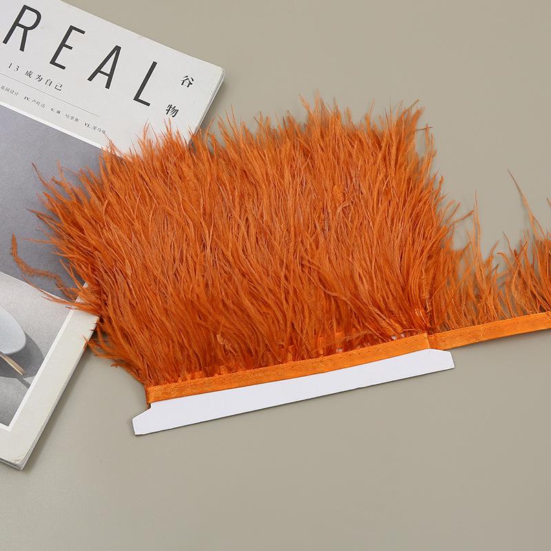 Color 8-10 Cm Ostrich Hair Cloth Edge Clothing Cuffs Hem Ostrich Feather Strips Cloth With Accessories Lace