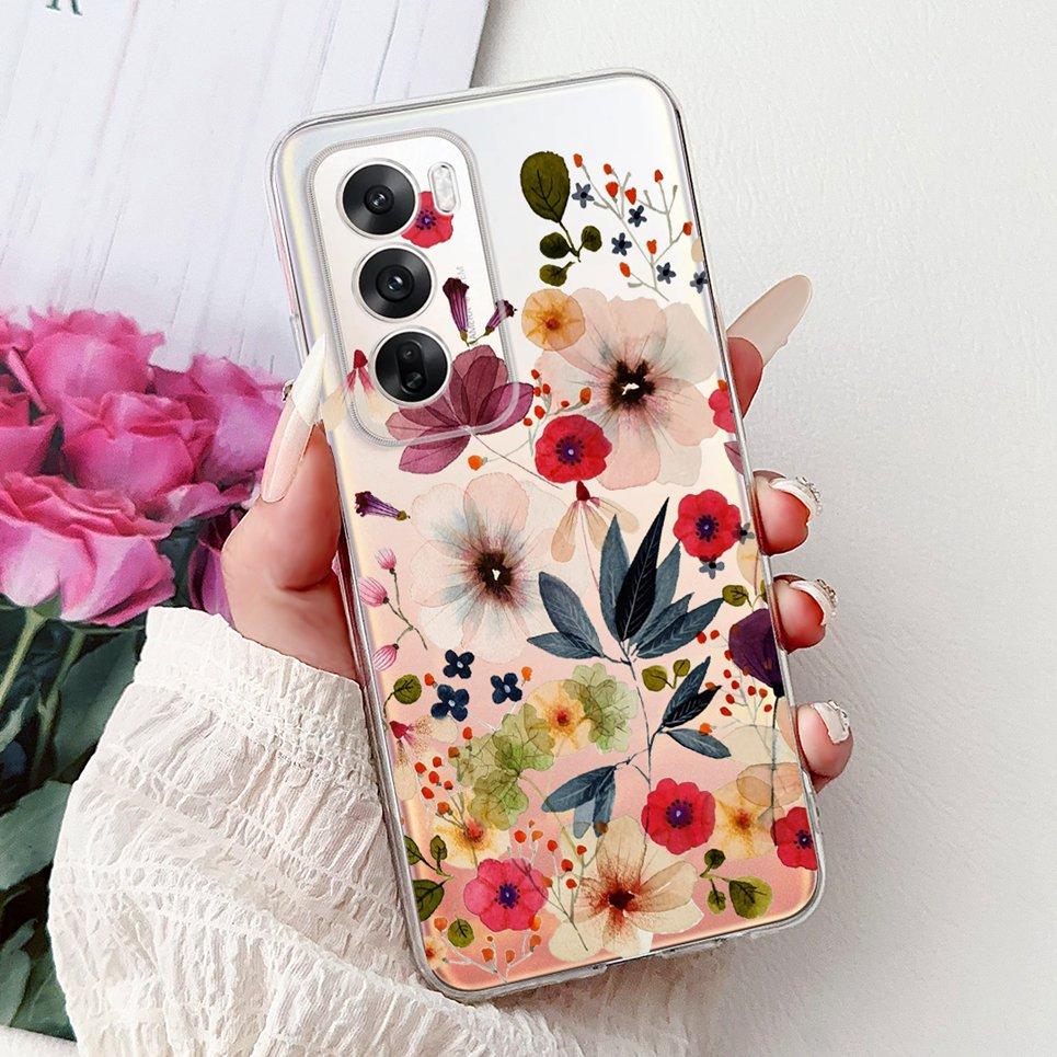 For Cover Oppo Reno12 Pro CPH2629 / Reno 12 5G CPH2625 Phone Case Colorful Flower Butterfly Lxuru Women Fashion Soft Siliocne