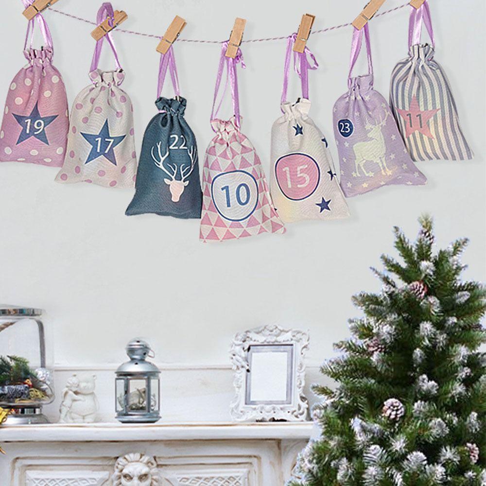 Hanging 24 Arrival Calendar Hanging Bag Large Capacity Christmas Candy Bag  Jewelry Storage
