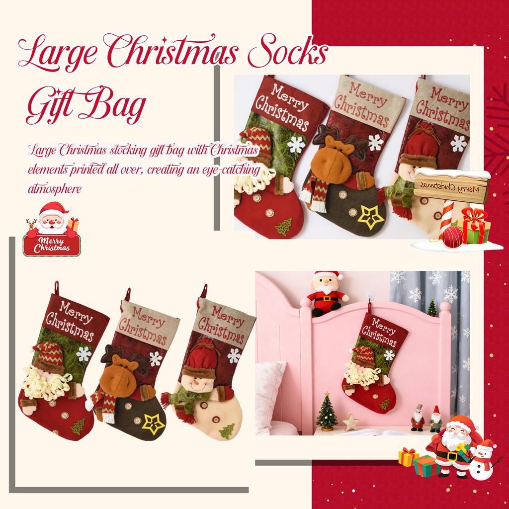 Merry Christmas Christmas Decorations, Large Christmas Socks, Gift Bags,Candy Bags, Christmas Tree Ornaments, Christmas Bags