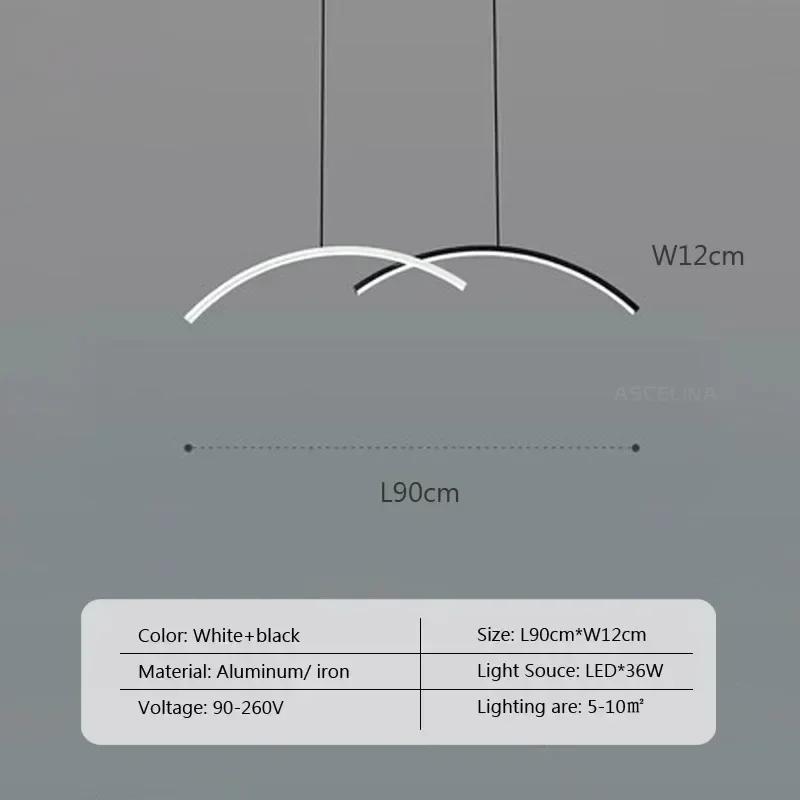 

Современная светодиодная потолочная люстра, простые линейные подвесные светильники для столовой, кухни, спальни, подвесная лампа с дистанционным управлением Cold White