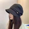 Bucket hat women's literary and retro versatile suede basin hat autumn and winter face small octagonal hat women