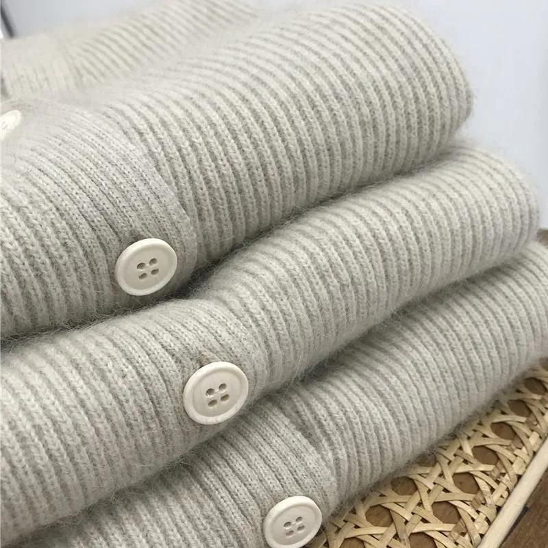 WTEMPO Solid Color Knitted Vests Office Ladies Elegant V-Neck Button Cardigans Coats Women's Spring Autumn Loose Sweater Vests