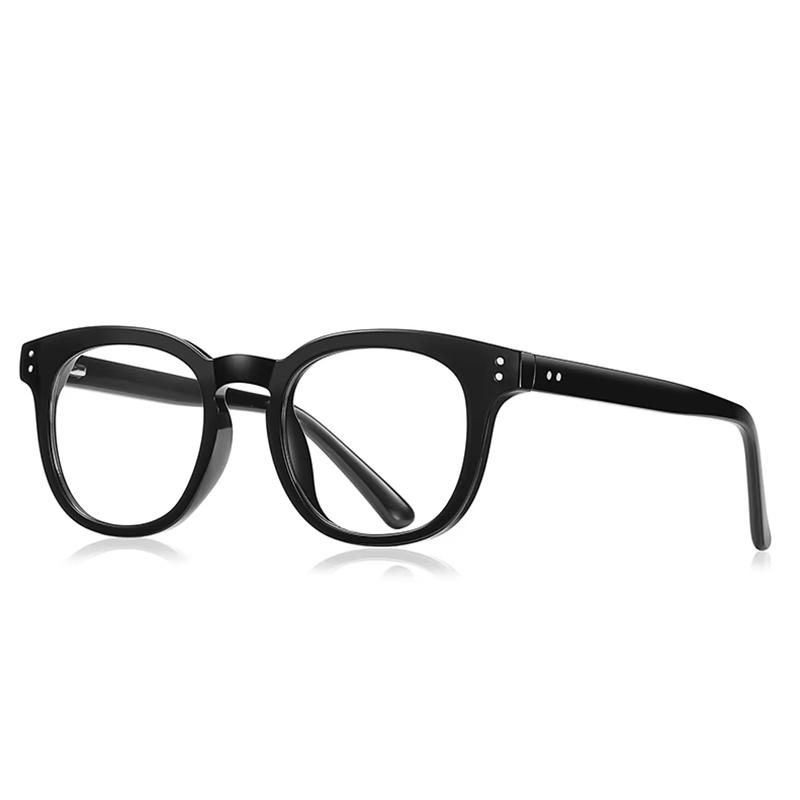 

2125 Rivet Frame Oval Optical Spectacles With Prescritpion TR90 Student Shortsighted/Hyperopia Progressive Diopter Eyeglasses Single Version&1.56&Anti Blue Ray чорний