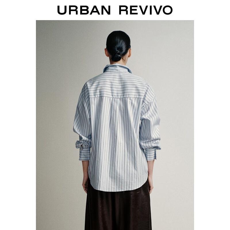 UR 2025 Autumn Women's Vertical Stripe Long Sleeve Shirt