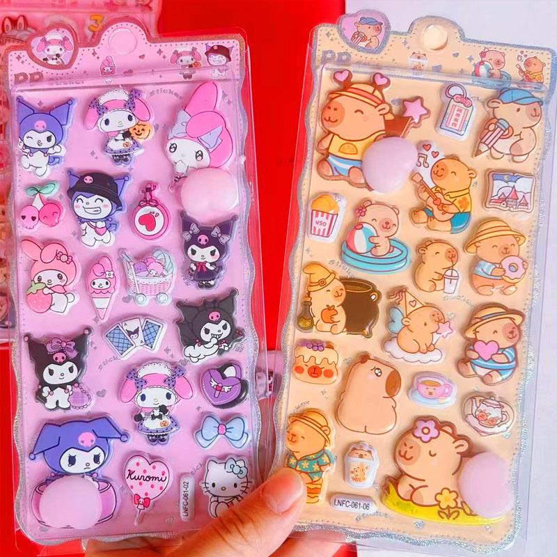 3D Kawaii Kitty Sticker Happy Buttocks Cartoon Soft Pinched Children'S Decompression Bubble Sticker Phone Case Decoration