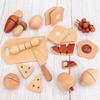 Wooden Play Food Set with Fruits and Vegetables, Natural Simulated Colors for Cooking Roleplay