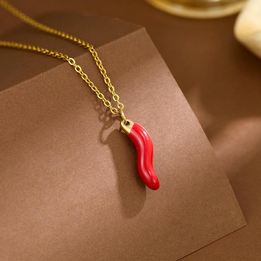 Rode Pepereen Hanger Ketting - Trendy Chinese Stijl Hars Sleutelbeen Ketting voor Vrouwen