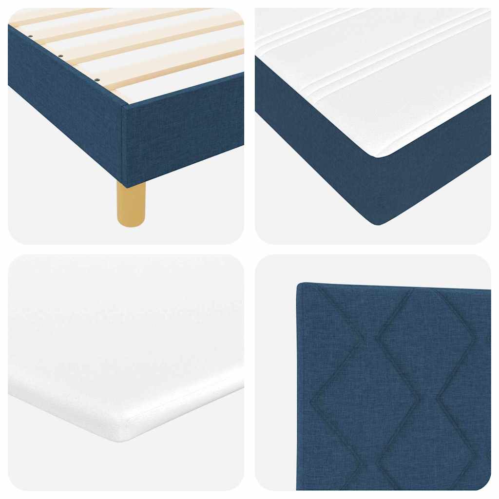 Box Spring Bed with Pillow and Headboard Blue 90 x 190 cm Fabric