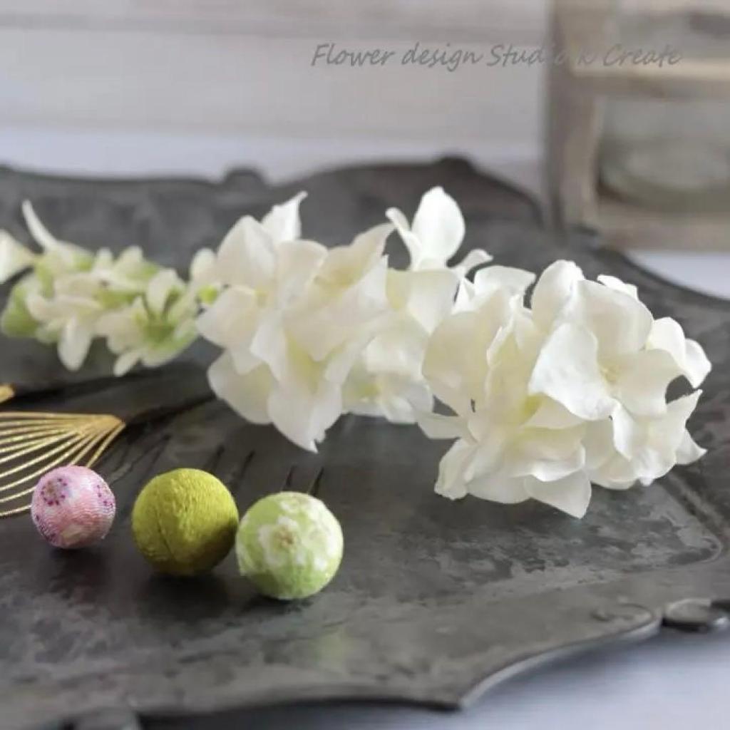 Used Phalaenopsis and hydrangea headdress (14 items) Wedding, Coming-of-Age Ceremony, Wedding Hair Ornament, White