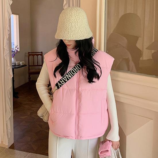 Autumn and Winter Down Cotton Vest Women's Korean Version Loose Shoulder Cotton Vest Jacket