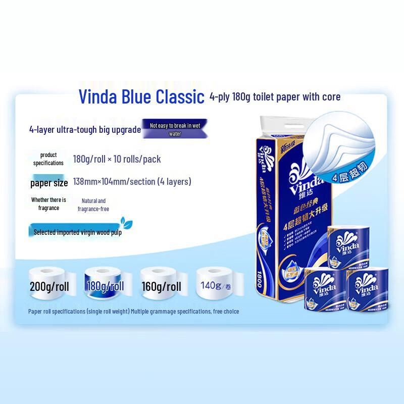 Vinda Blue Classic 4-Ply Toilet Paper