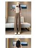 2026 Summer Women's High-Waist Korean Style Wide-Leg Slim Fit Cropped Suit Pants