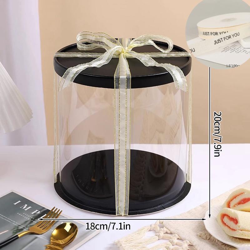 Gift Box With Ribbon Transparent Pastry Cake Box Birthday Cake Packaging Supplies Clear Candy Box Christmas New Year