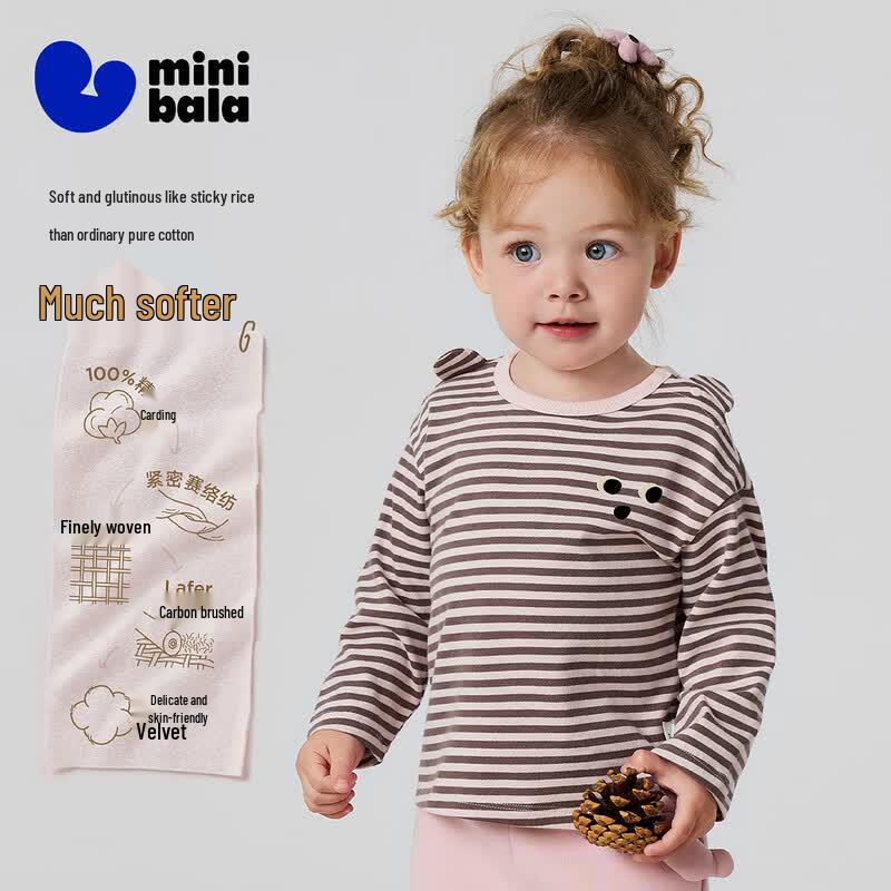 Minibala Kids' Striped Pure Cotton Long-Sleeve T-Shirt