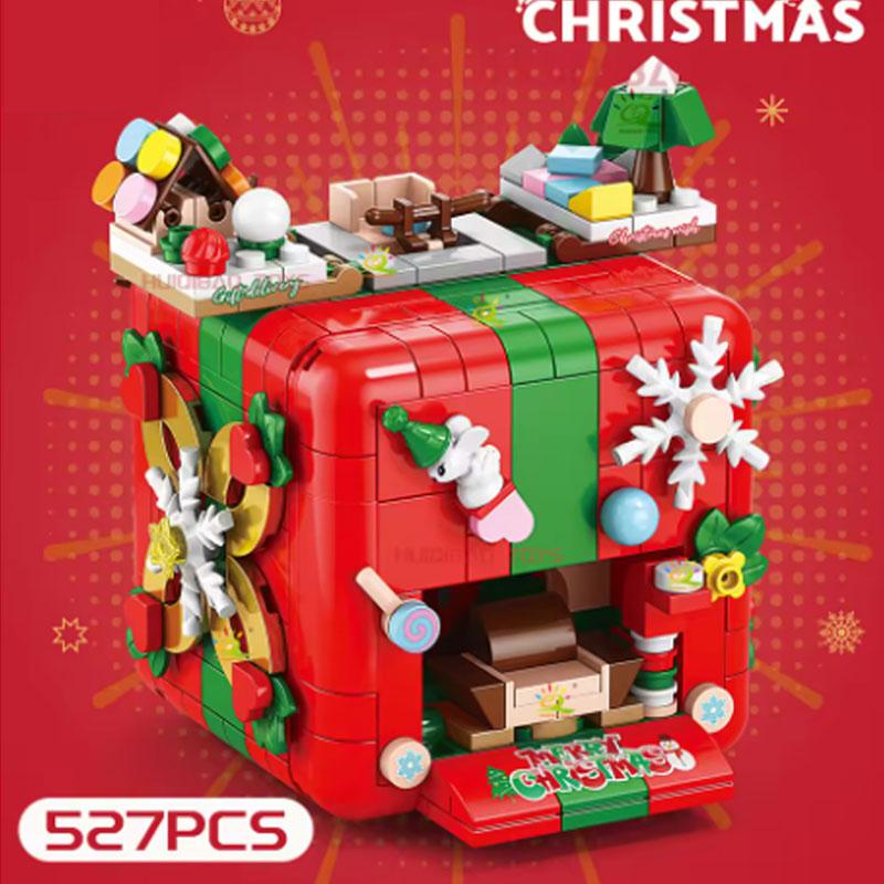 

Рождественский Подарок Сюрприз Механизм Коробка Блок DIY Олень Снеговик Кирпичи Украшение Игрушки идеально для Детей Взрослых