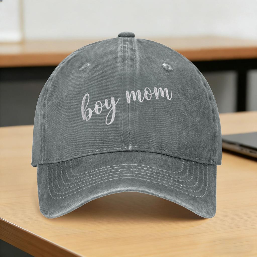 Boy Mom Script Coverup For Mom Sun Baseball Cap Y2K Cool Women Men Washed Trucker Hat Hunting Camping Baseball Caps