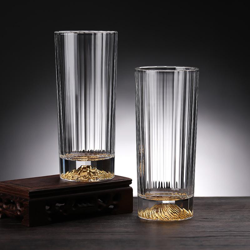vertical pattern crystal glass high value creative beer cup hotel household simple heat-resistant green tea cup water cup