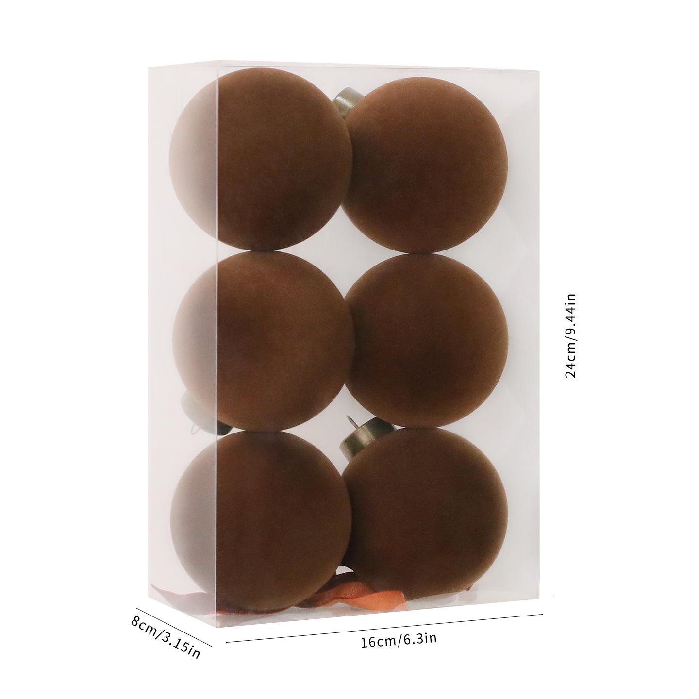 8cm Flocked Christmas Ball Ornament Set - Boxed for DIY Tree Decoration.