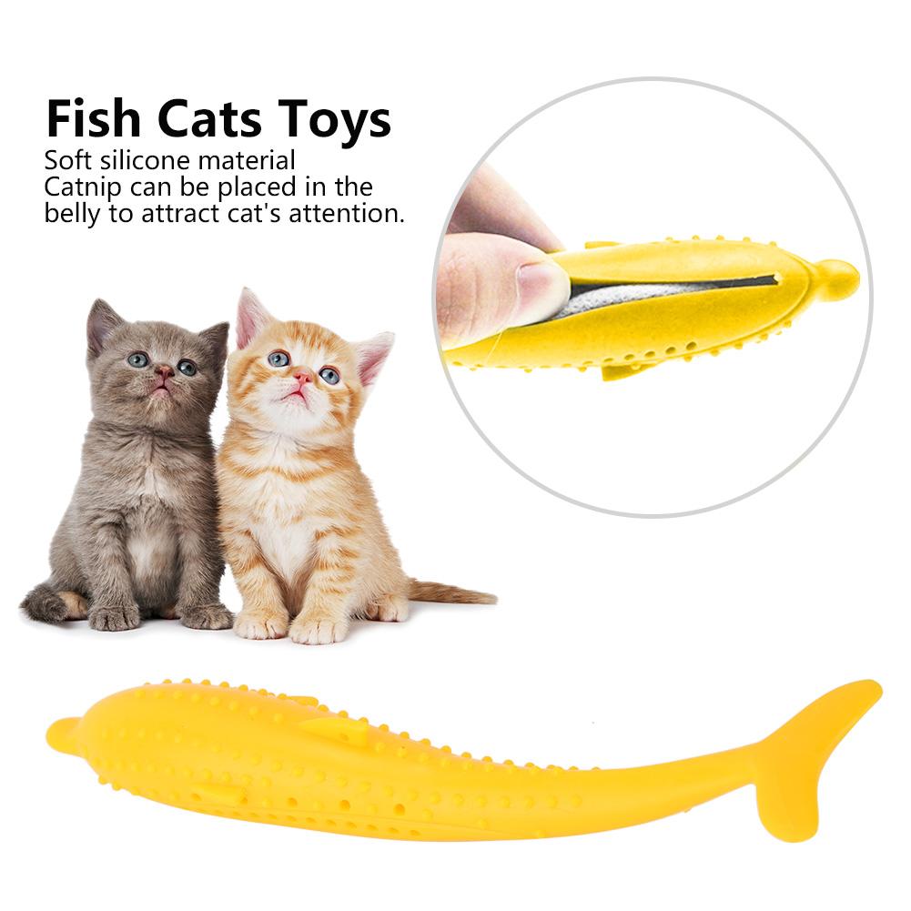 Soft Silicone Catnip Fish Cats Toys Pet Cat Chewing Clean Teeth Training Interactive Toys