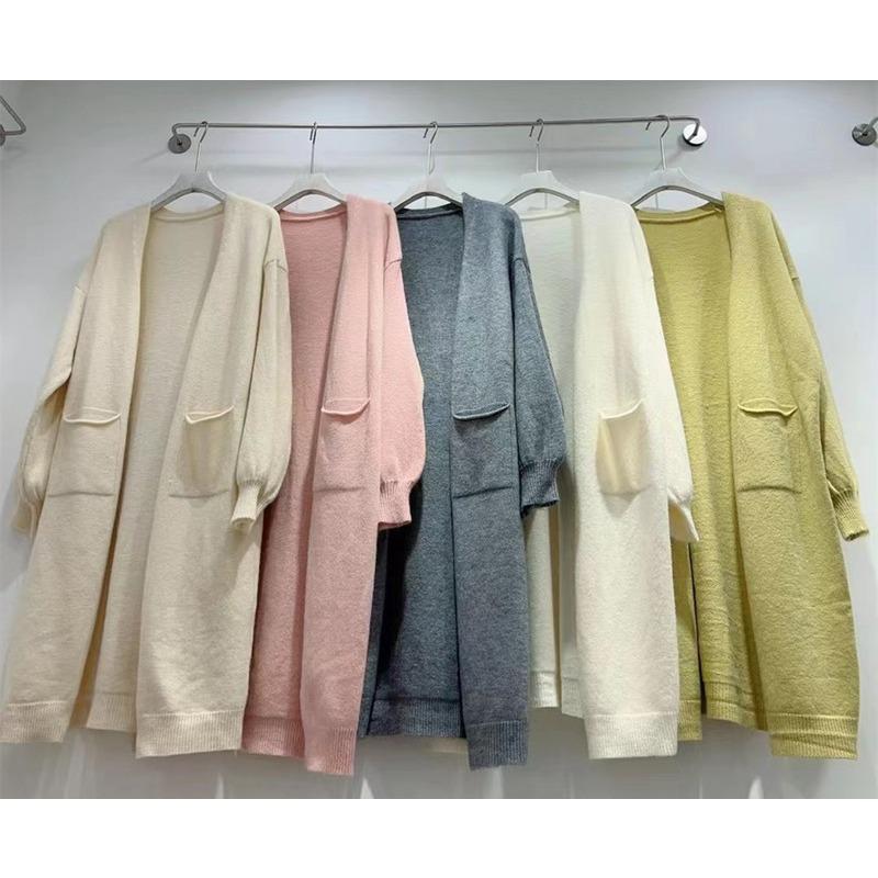 Spring and Autumn Women's Sweater Cardigan Tops Lazy Soft Knit Cardigan Jacket Medium Long Loose Sweater