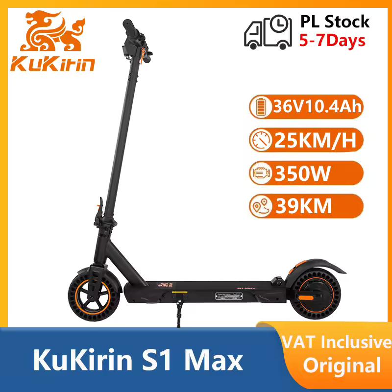 EU-Lager KuKirin S1 Max Intelligenter Elektroroller 36V 10,4Ah Akku 350W Motor 25KM/H Geschwindigkeit 39KM Reichweite 8 Zoll Reifen Kickroller