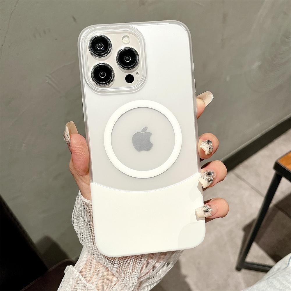 Frosted Transparent 2IN1 For Magsafe Wireless Charging Hybrid Colorful Case For iPhone 11 12 13 14 15 Pro Max Plus Hard Cover