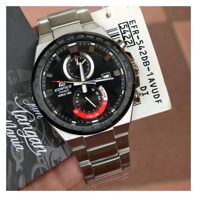 Casio EDIFICE series chronograph watch world time display quartz movement stainless steel strap Japanese and Korean watch men's watch EFR-542DB-1A