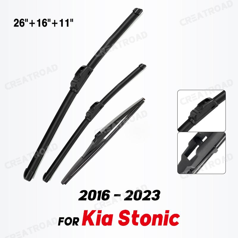 Wiper  Front & Rear Wiper Blades Set For Kia Stonic 2016 -  Windshield Windscreen Window Car Rain Brushes 26"+16"+11"