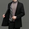 FengXun Men's Mid-Length Wool Blend Coat with Detachable Down Liner