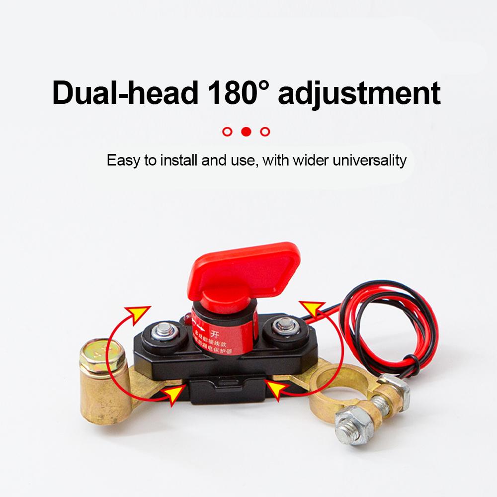 Full Copper Car Battery Disconnect Switch with LED Indicate Light 12-24V Bidirectional Rotating Power Cut Off, Universal Side Post