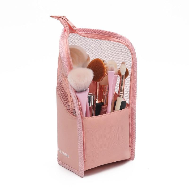 1Pc Stand Cosmetic Bag for Women Clear Zipper Makeup Bag Travel Organizer Toiletry Bag Makeup Brush Holder