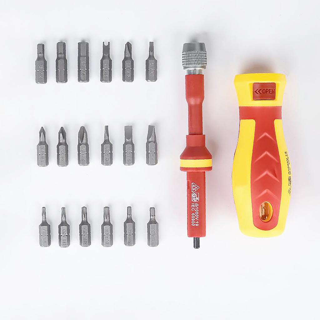 18 in 1 Insulated Electricians Screwdriver Set with Rubber Handle Magnetic Tip for Electrical Home and DIY Projects