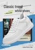 Men's Autumn White Cowhide Sneakers: New Fashion, Thick Sole, Hidden Height Boost, Breathable Round Toe Sports Design