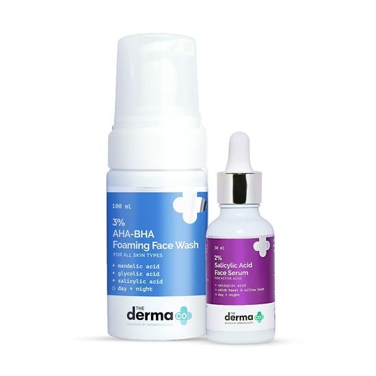 

Derma Co Bye Bye Acne Combo - пенка для умывания лица с 3% AHA-BHA (100 мл) + 2% Сыворотка для лица с салициловой кислотой (30 мл)
