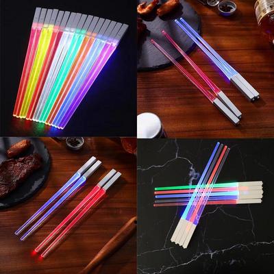 1 Pair Led Lightsaber Luminous Chopsticks Detachable Washable Reusable Free Tableware For Kitchen Dinner
