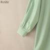 ZANZEA Women Loose Casual Round Neck Long Sleeve Solid Color Long Blouse