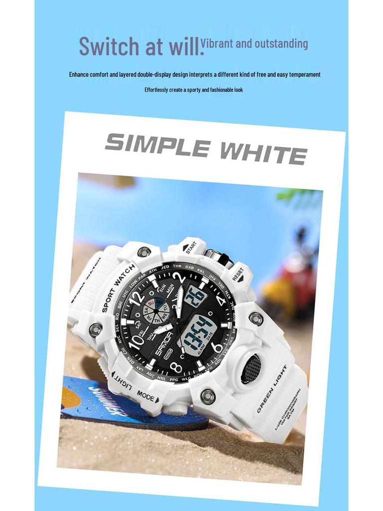 Sanda Men's Waterproof Luminous Multifunctional Sports Watch with Alarm