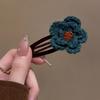 Hairpin Women's Knitted Yarn Flower Shaped Side Clip BB Forehead Notch New Hair Accessory Short