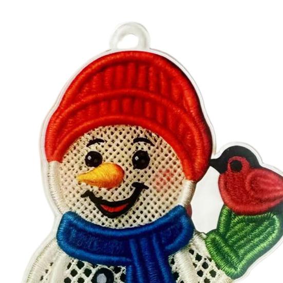 Yousheng Christmas Ornaments 2D Acrylic Snowman Santa Claus Hanging Ornament with Stitching Texture for Winter Holiday Tree Decor