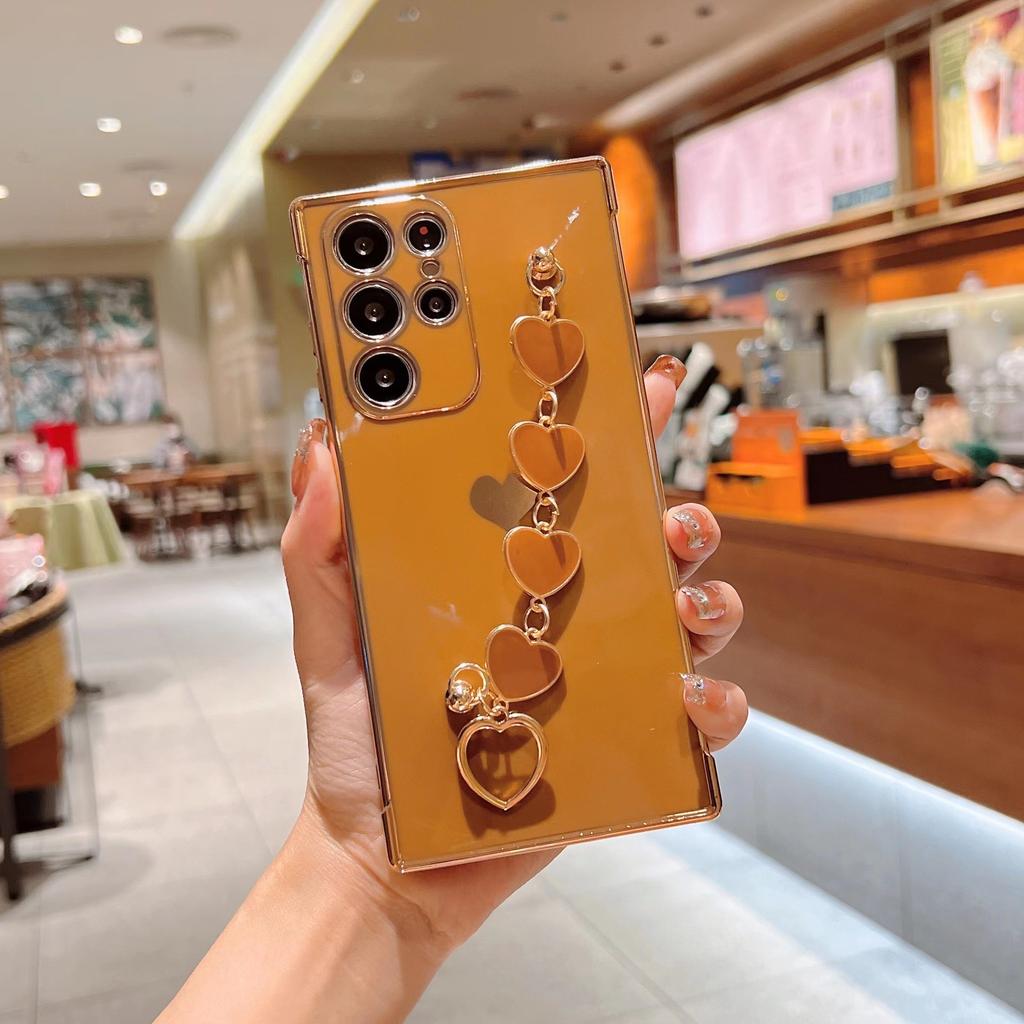 Applicable to Samsung A55 electroplated big wave love bracelet mobile phone case A54 side love anti-drop A36/A56