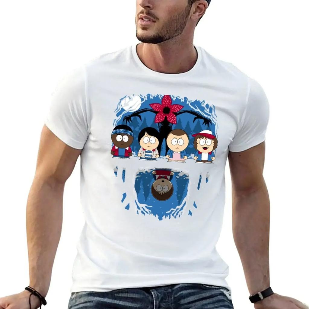 Stranger Park T-Shirt Rohlinge Vintage Kleidung Hemden Grafik-T-Shirt Herren Y2k Kurze Ärmel Klassisch Streetwear Trendig Baumwolle