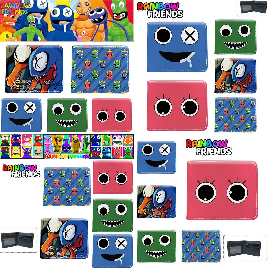 Cute Roblox Rainbow Friends Cartoon Print Bifold Wallet With Zipper Coin Bag