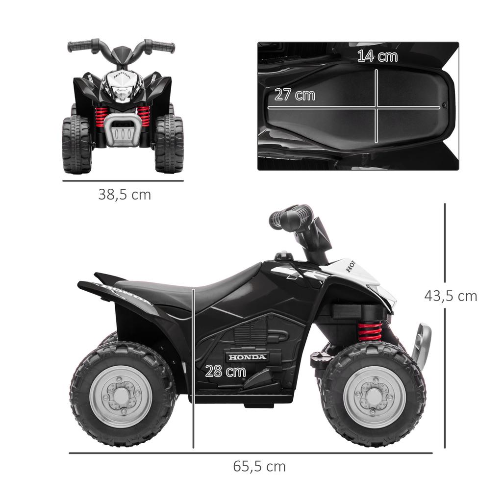 Electric Quad, Kids Quad, 2.8 Km/h, LED Headlight, for 1.5-3 Years, Black, 65.5 X 38.5 X 43.5cm